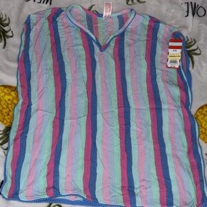 Striped Pastel Tunic Top - Pink, Blue, Mint pancho 8